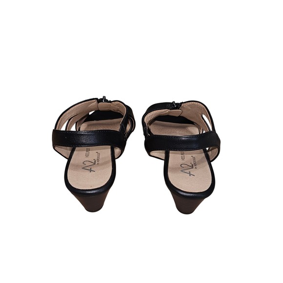 A2 by Aerosoles Black Wedge Sandals Women 8 - Picture 6 of 10